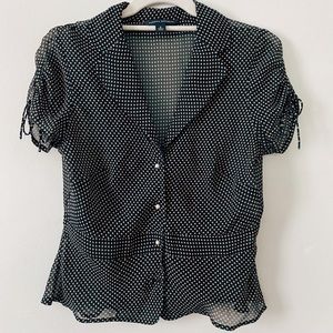 polka dot sheer blouse vintage black
